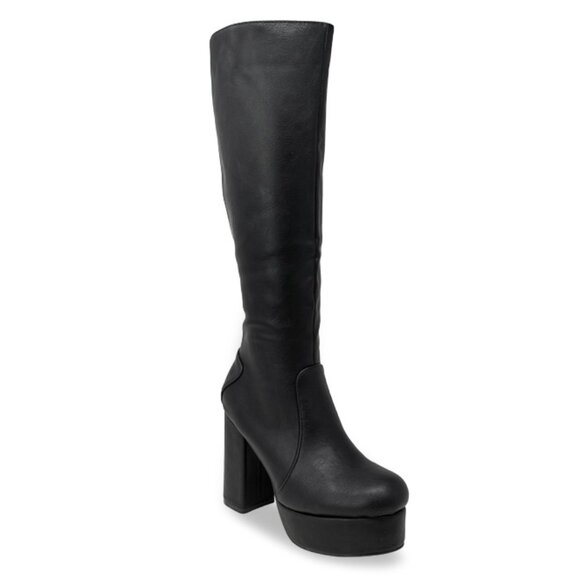Chase + Chloe Shoes - Chase & Chloe Women's Low Platform Knee High Boots with High Chunky Block Heel